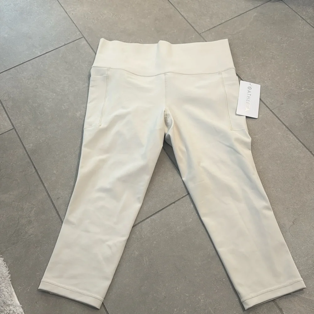 Athleta Capri leggings  cream color good for workouts and casual wear